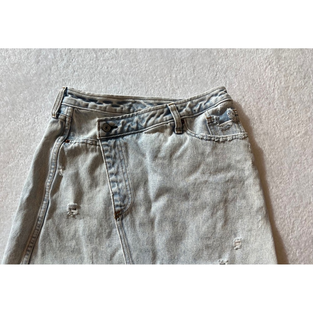 Abercrombie Fitch Womens Acid Wash Denim Skirt Ripped‎ Distressed Size 2